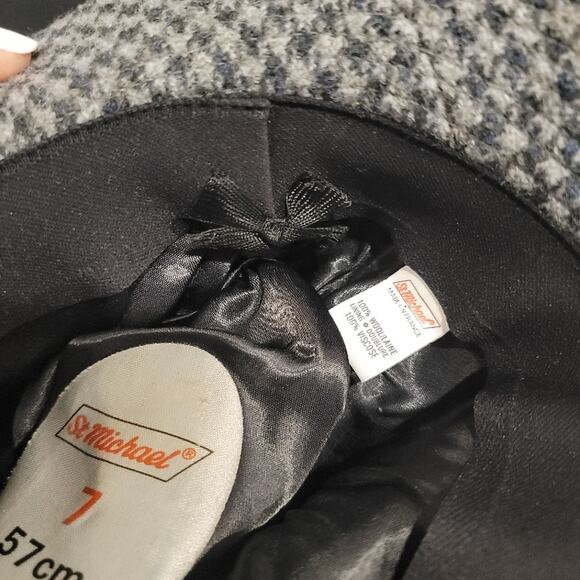 Vintage St Michael‎ Fedora Hat Blue Gray Tweed Medium - Picture 6 of 8